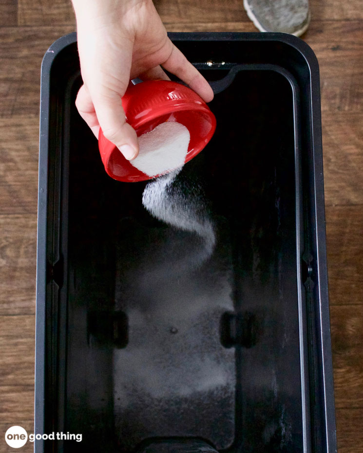 Borax Uses Use borax and water to deodorize a trash can. Just soak for an hour then rinse clean.
