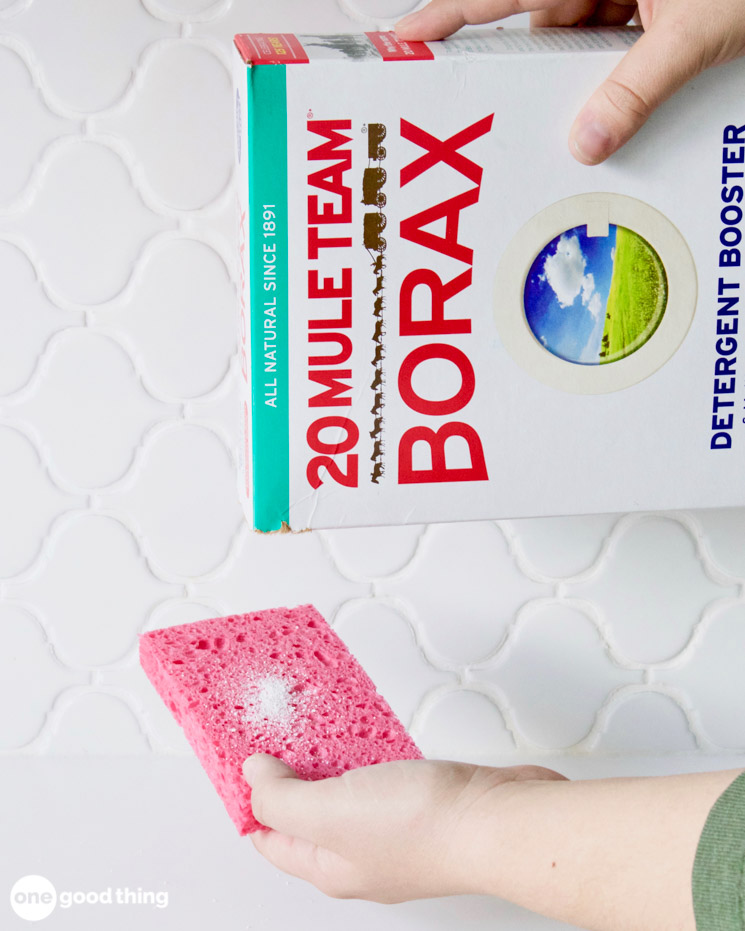 Borax Uses You can use borax on a sponge straight from the box as a scrubbing agent.